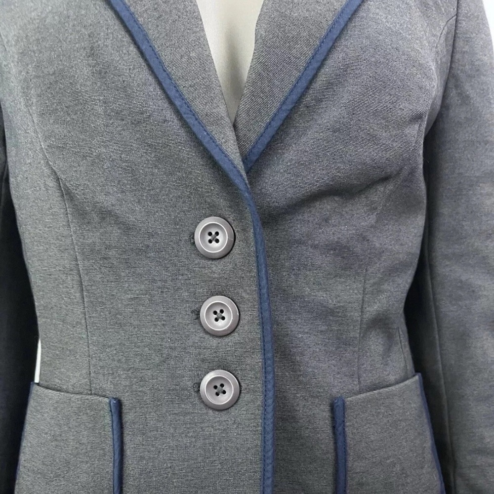 Boden Blazer Sz 8 Gray 3-Button Lined Floral Silk Lining Academia Preppy Office - Picture 5 of 13